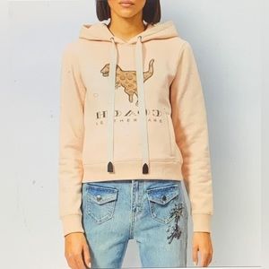 Coach Signature Rexy Logo Hooded Sweatshirt in Pink